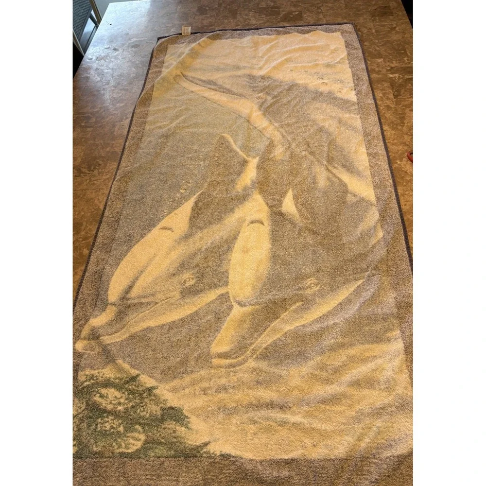 Vintage Dolphin Ocean Beach Towel Dolphins Under the Sea Aquatic 26